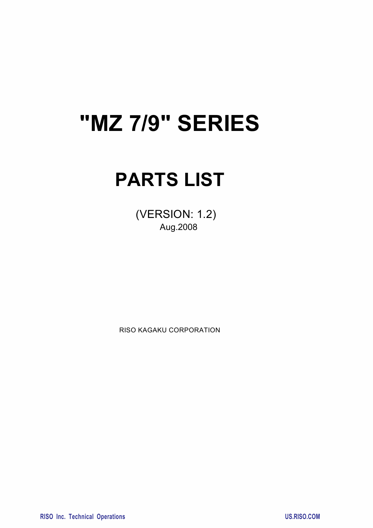 RISO MZ 770 790 MV-7690 Parts List Manual-1